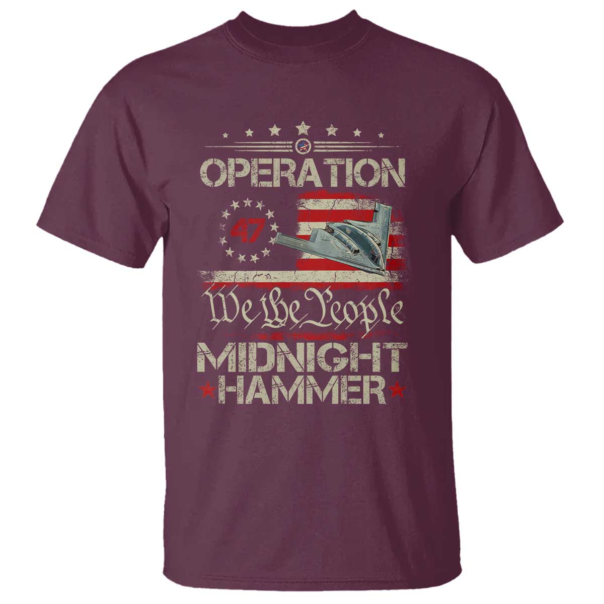 Operation Midnight Hammer T Shirt Bomber Jet Vintage Betsy Ross Flag - Wonder Print Shop