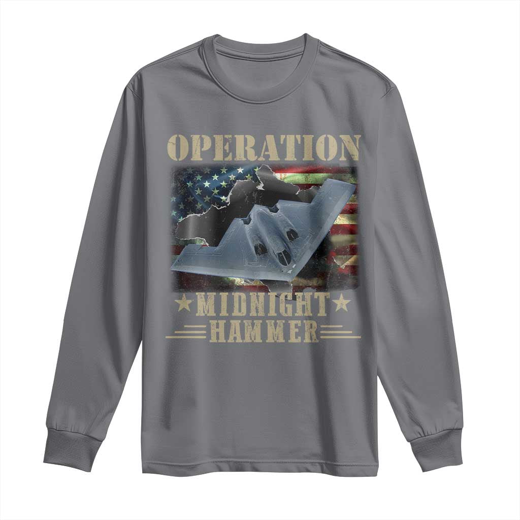 Operation Midnight Hammer Long Sleeve Shirt Bomber Jet American Flag - Wonder Print Shop