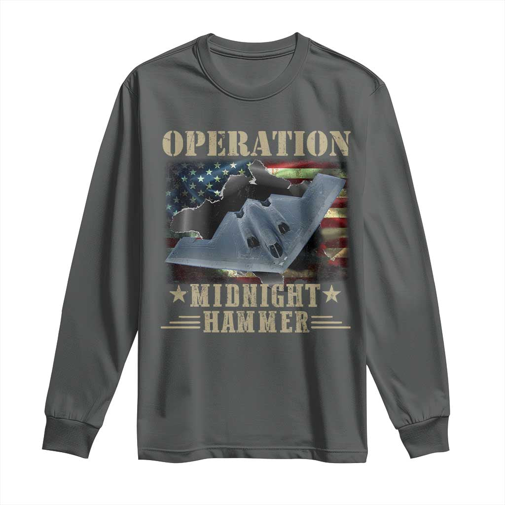 Operation Midnight Hammer Long Sleeve Shirt Bomber Jet American Flag - Wonder Print Shop