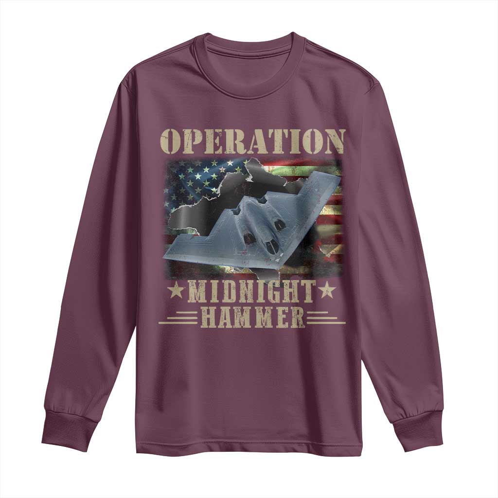 Operation Midnight Hammer Long Sleeve Shirt Bomber Jet American Flag - Wonder Print Shop