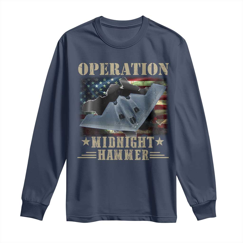 Operation Midnight Hammer Long Sleeve Shirt Bomber Jet American Flag - Wonder Print Shop