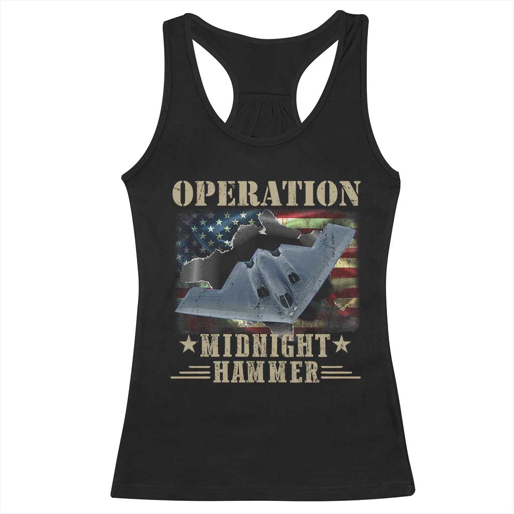 Operation Midnight Hammer Racerback Tank Top Bomber Jet American Flag - Wonder Print Shop