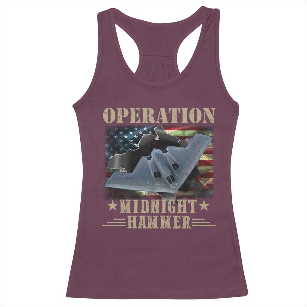 Operation Midnight Hammer Racerback Tank Top Bomber Jet American Flag - Wonder Print Shop