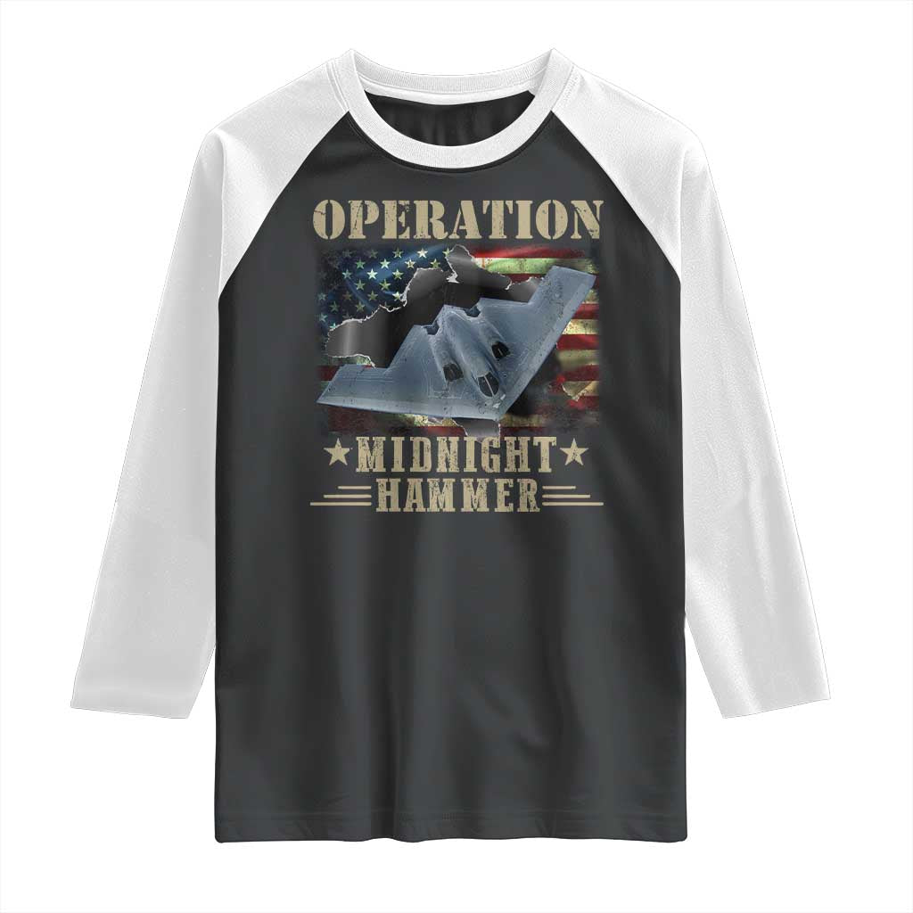 Operation Midnight Hammer Raglan Shirt Bomber Jet American Flag - Wonder Print Shop