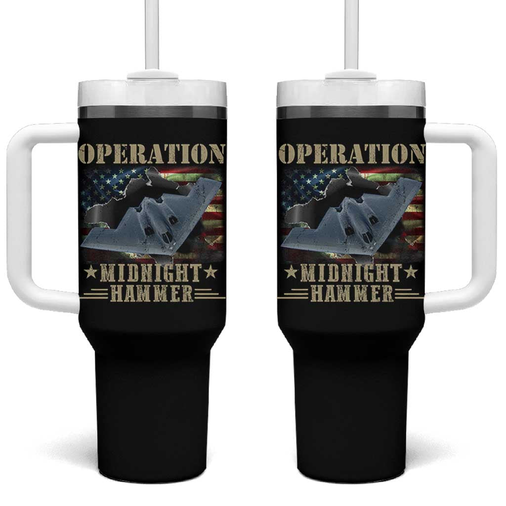 Operation Midnight Hammer Tumbler With Handle Bomber Jet American Flag - Wonder Print Shop
