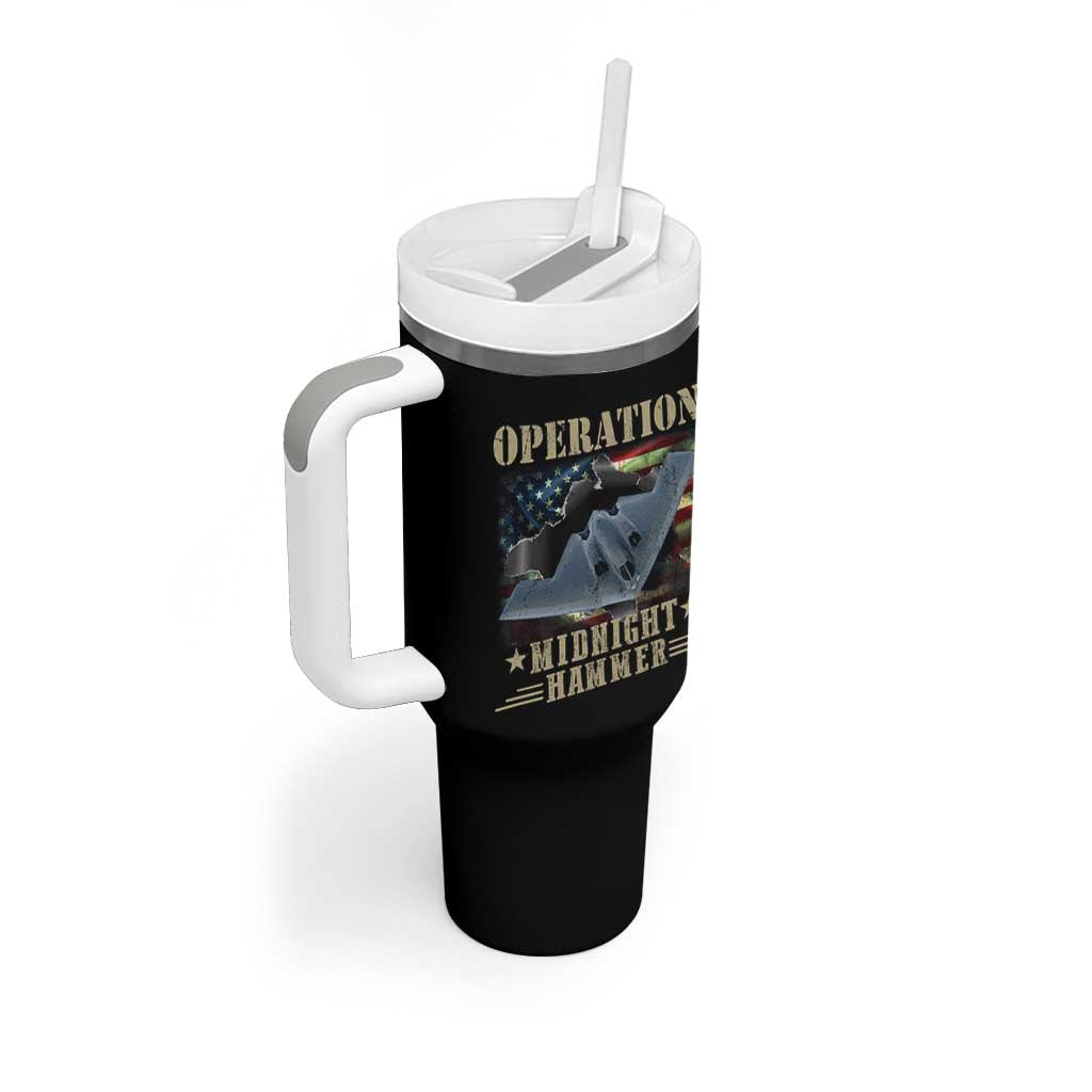 Operation Midnight Hammer Tumbler With Handle Bomber Jet American Flag - Wonder Print Shop