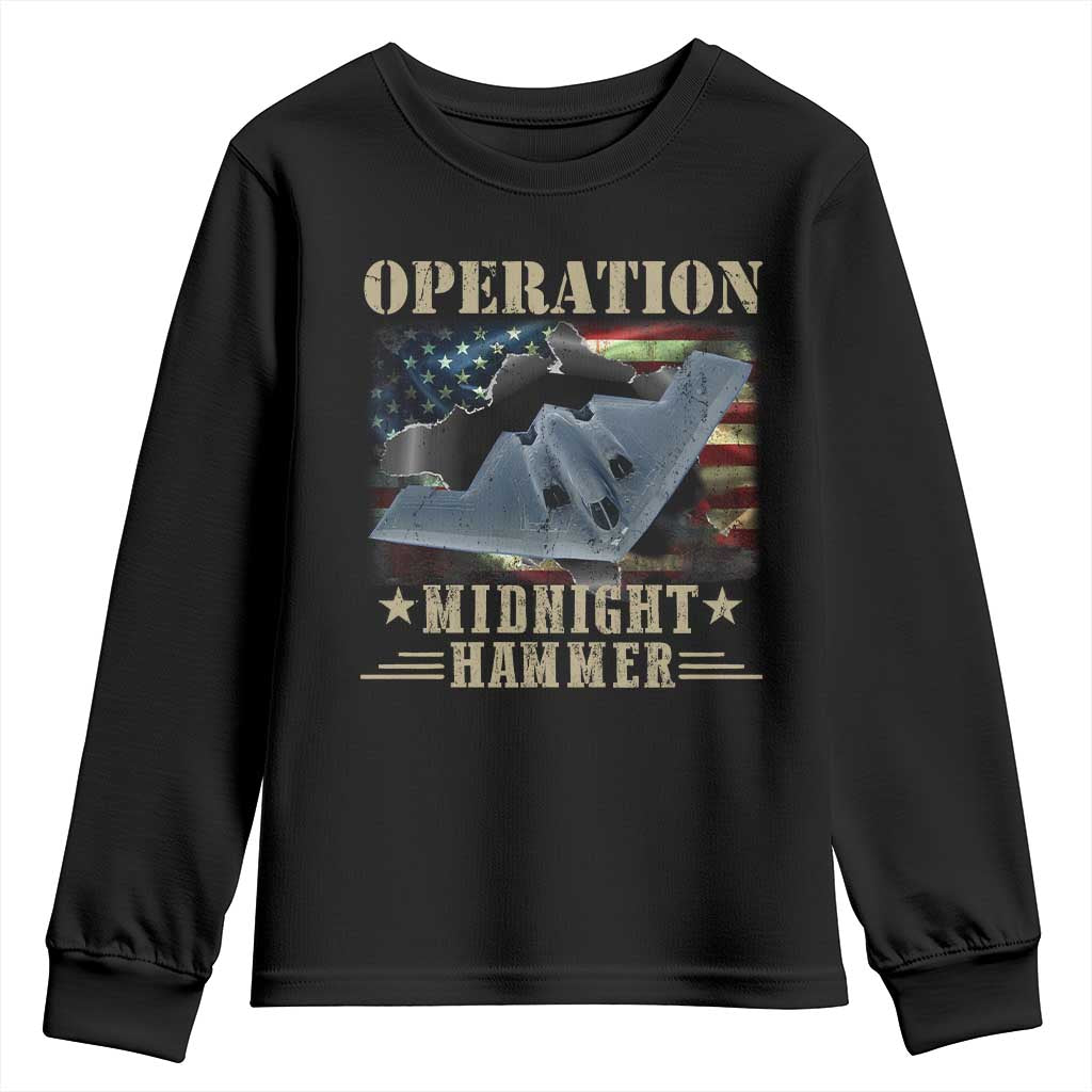 Operation Midnight Hammer Youth Sweatshirt Bomber Jet American Flag - Wonder Print Shop