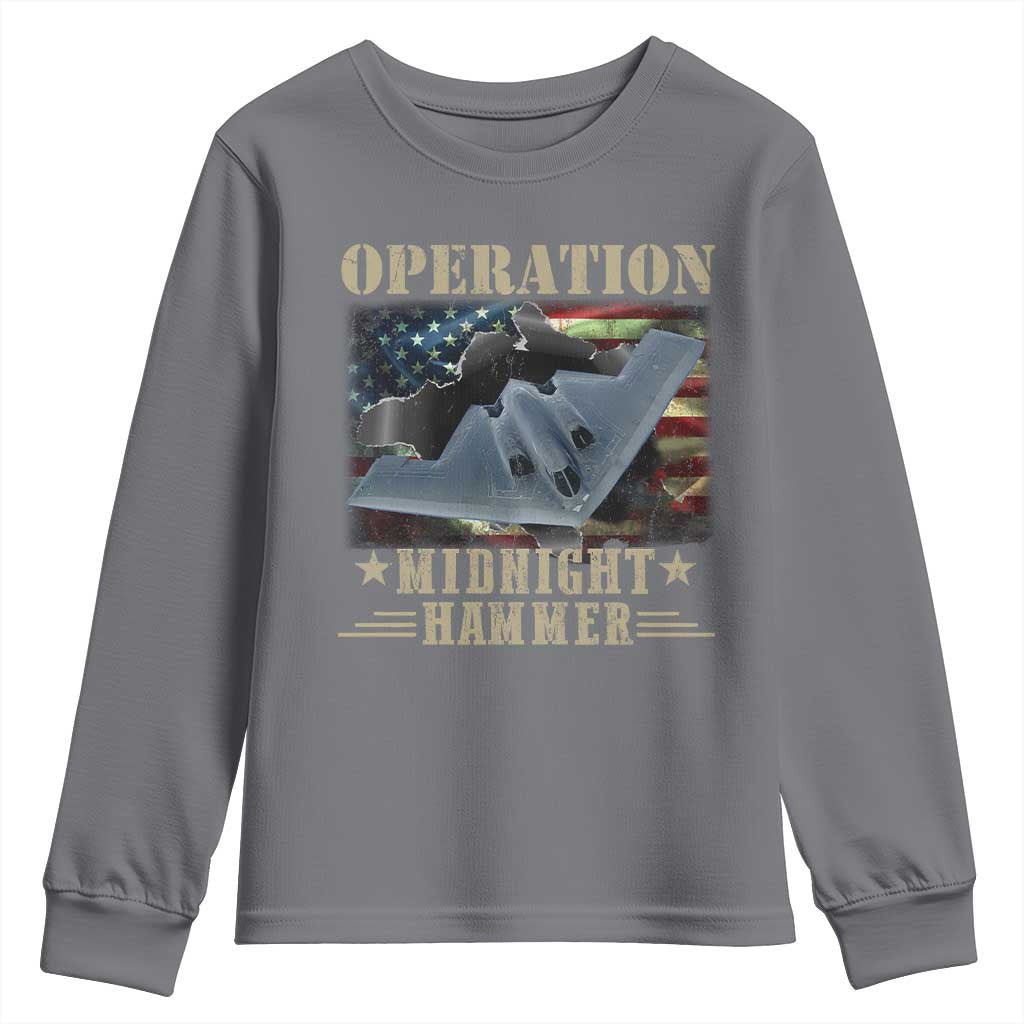Operation Midnight Hammer Youth Sweatshirt Bomber Jet American Flag - Wonder Print Shop