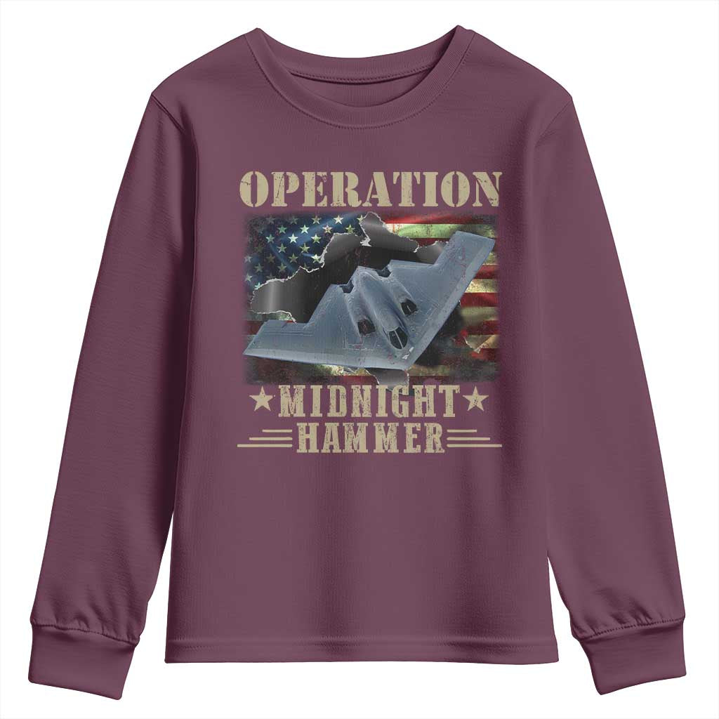 Operation Midnight Hammer Youth Sweatshirt Bomber Jet American Flag - Wonder Print Shop