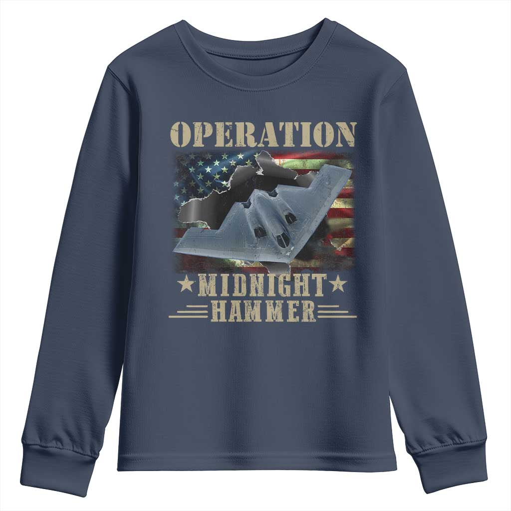 Operation Midnight Hammer Youth Sweatshirt Bomber Jet American Flag - Wonder Print Shop