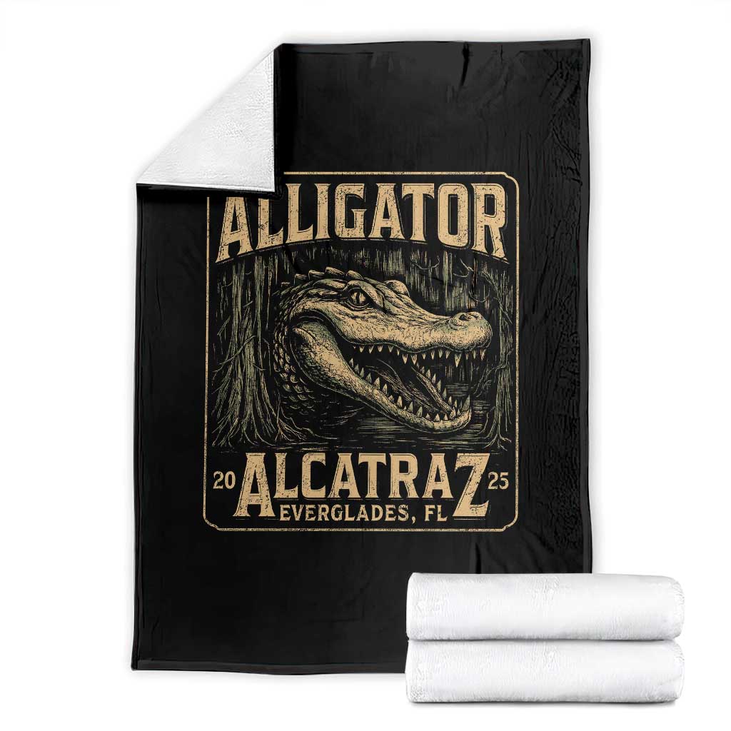 Funny Alligator Alcatraz Throw Blanket Florida Everglades Alligatraz Meme 2025 - Wonder Print Shop
