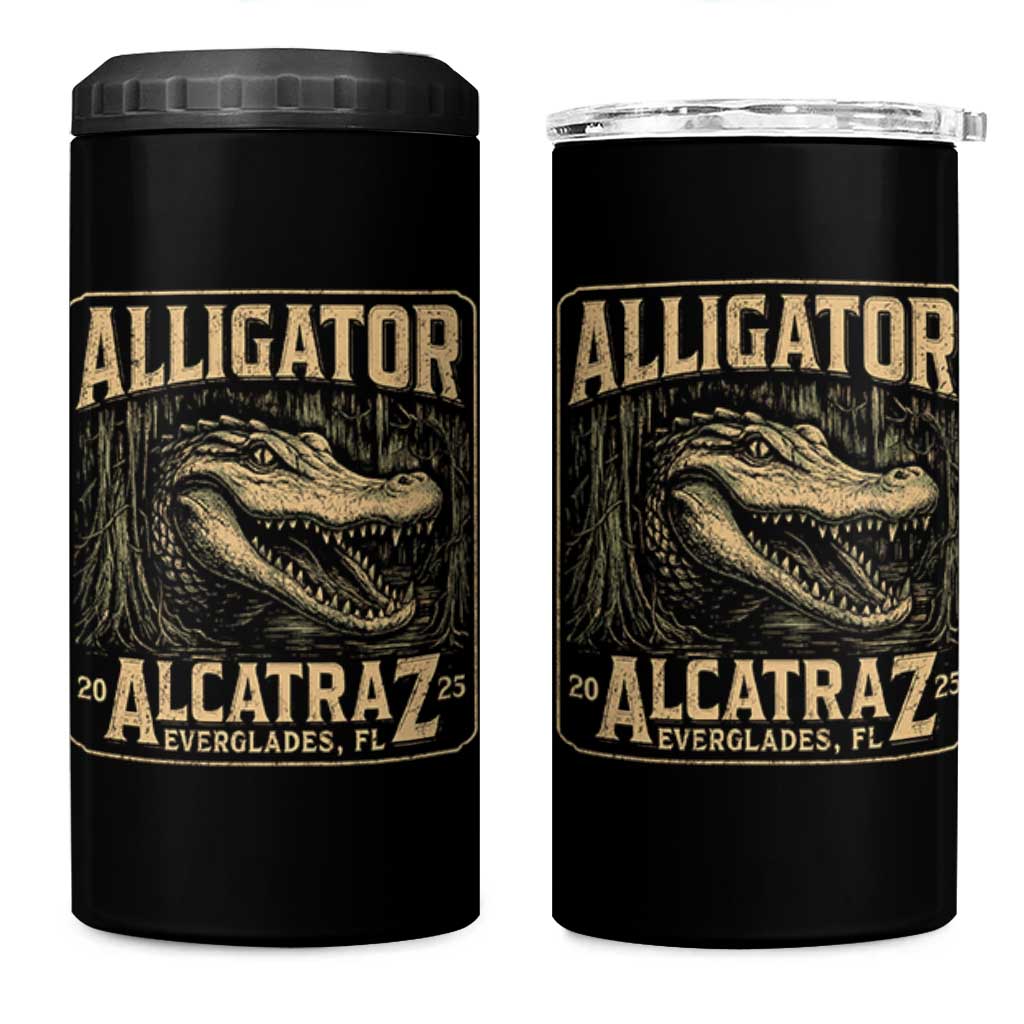 Funny Alligator Alcatraz 4 in 1 Can Cooler Tumbler Florida Everglades Alligatraz Meme 2025 - Wonder Print Shop