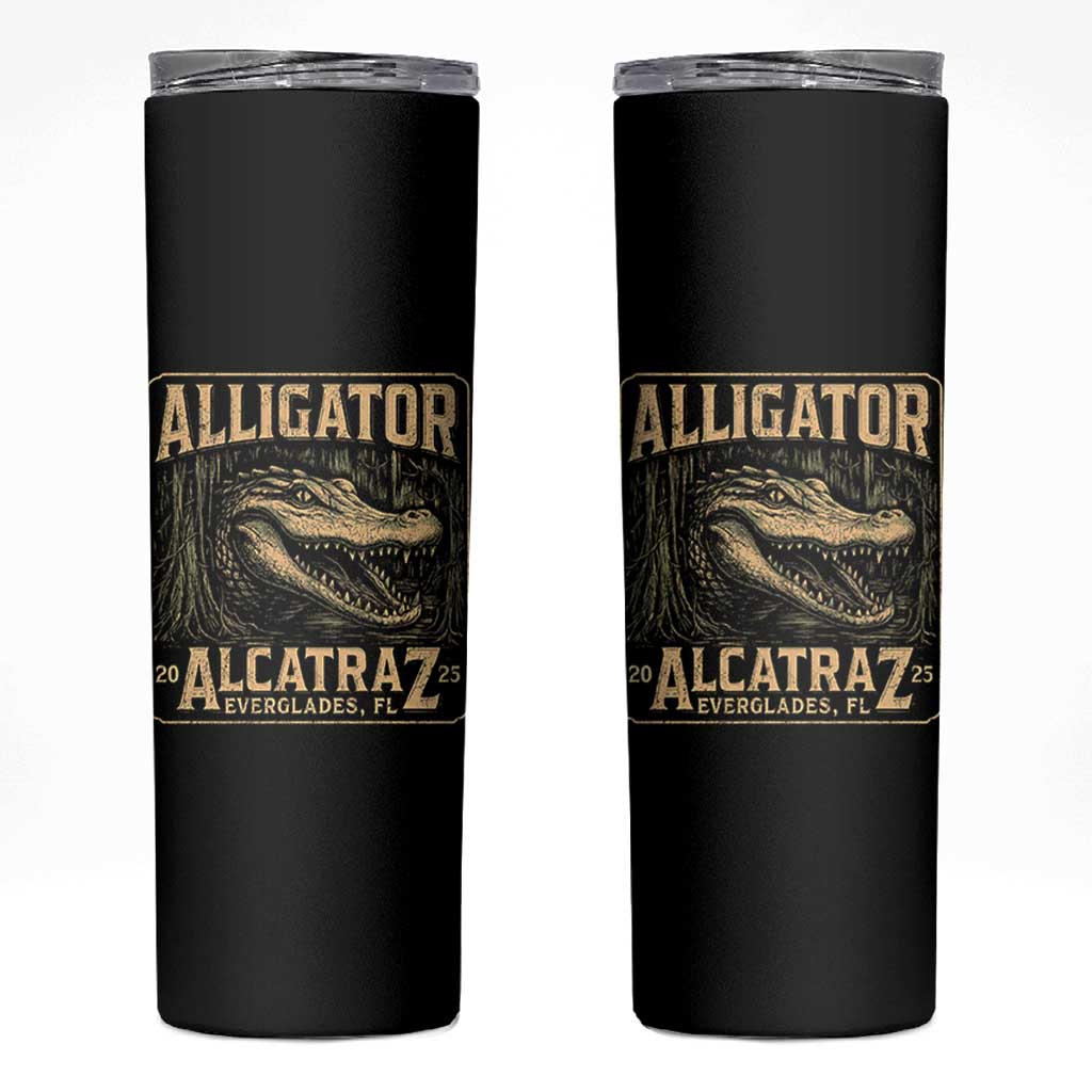 Funny Alligator Alcatraz Skinny Tumbler Florida Everglades Alligatraz Meme 2025 - Wonder Print Shop
