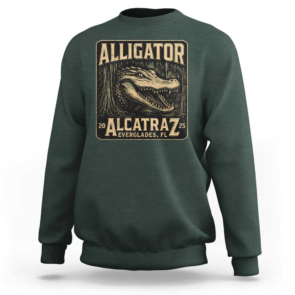Funny Alligator Alcatraz Sweatshirt Florida Everglades Alligatraz Meme 2025 - Wonder Print Shop