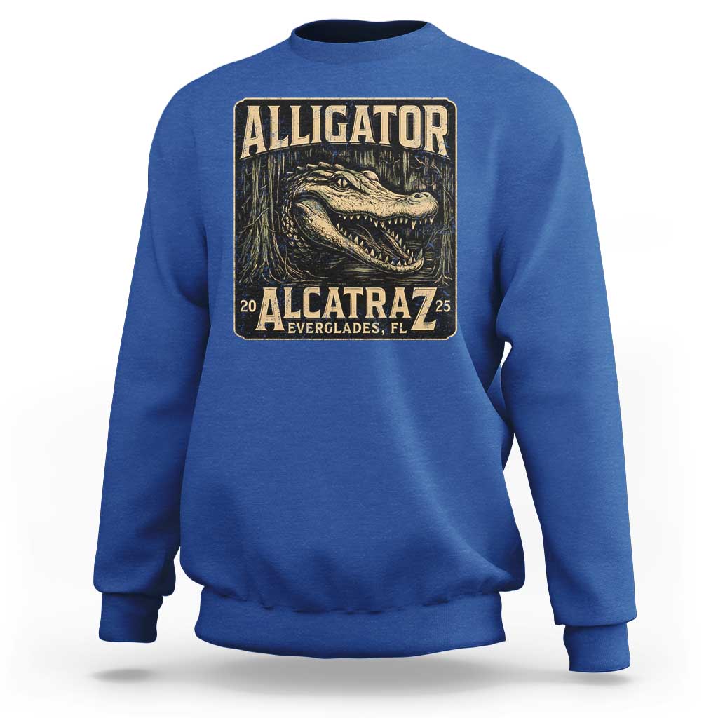 Funny Alligator Alcatraz Sweatshirt Florida Everglades Alligatraz Meme 2025 - Wonder Print Shop