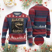 Funny Alligator Alcatraz Knitted Sweatshirt Florida Everglades Alligatraz Meme 2025 - Wonder Print Shop