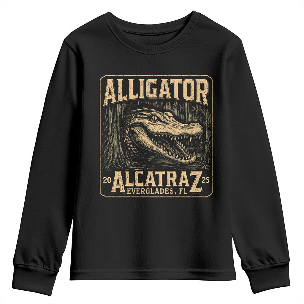 Funny Alligator Alcatraz Youth Sweatshirt Florida Everglades Alligatraz Meme 2025 - Wonder Print Shop