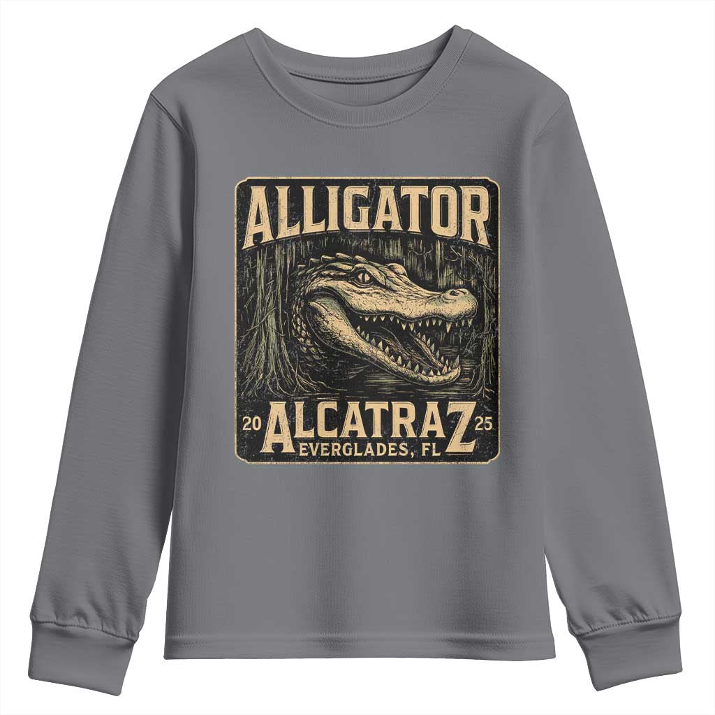 Funny Alligator Alcatraz Youth Sweatshirt Florida Everglades Alligatraz Meme 2025 - Wonder Print Shop