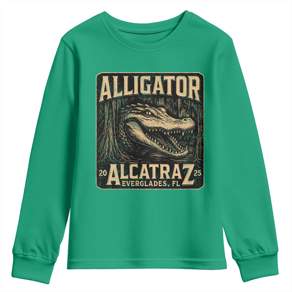 Funny Alligator Alcatraz Youth Sweatshirt Florida Everglades Alligatraz Meme 2025 - Wonder Print Shop