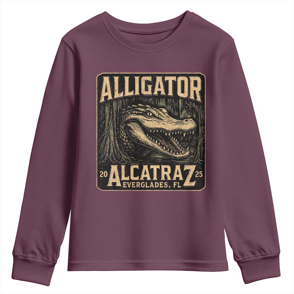 Funny Alligator Alcatraz Youth Sweatshirt Florida Everglades Alligatraz Meme 2025 - Wonder Print Shop