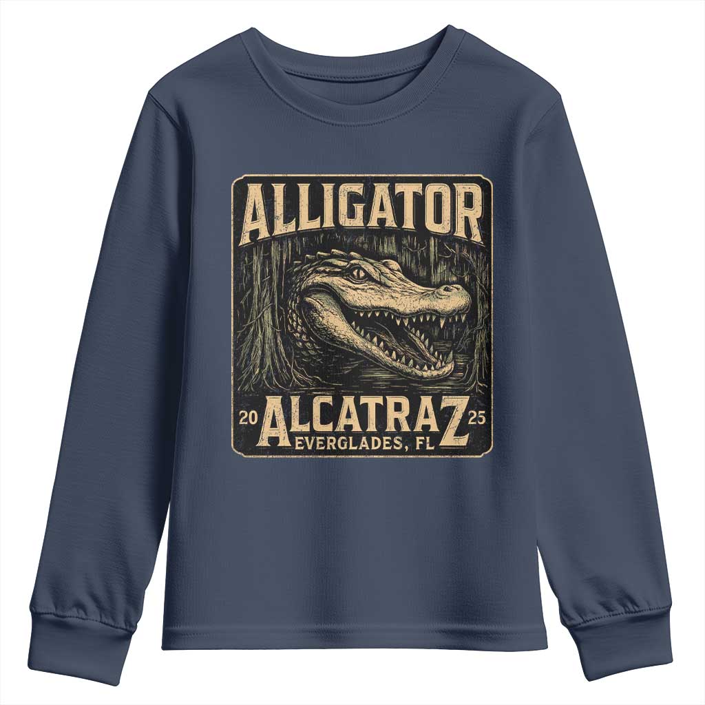 Funny Alligator Alcatraz Youth Sweatshirt Florida Everglades Alligatraz Meme 2025 - Wonder Print Shop