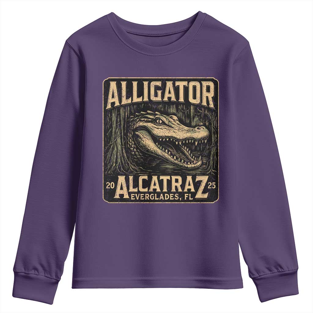 Funny Alligator Alcatraz Youth Sweatshirt Florida Everglades Alligatraz Meme 2025 - Wonder Print Shop