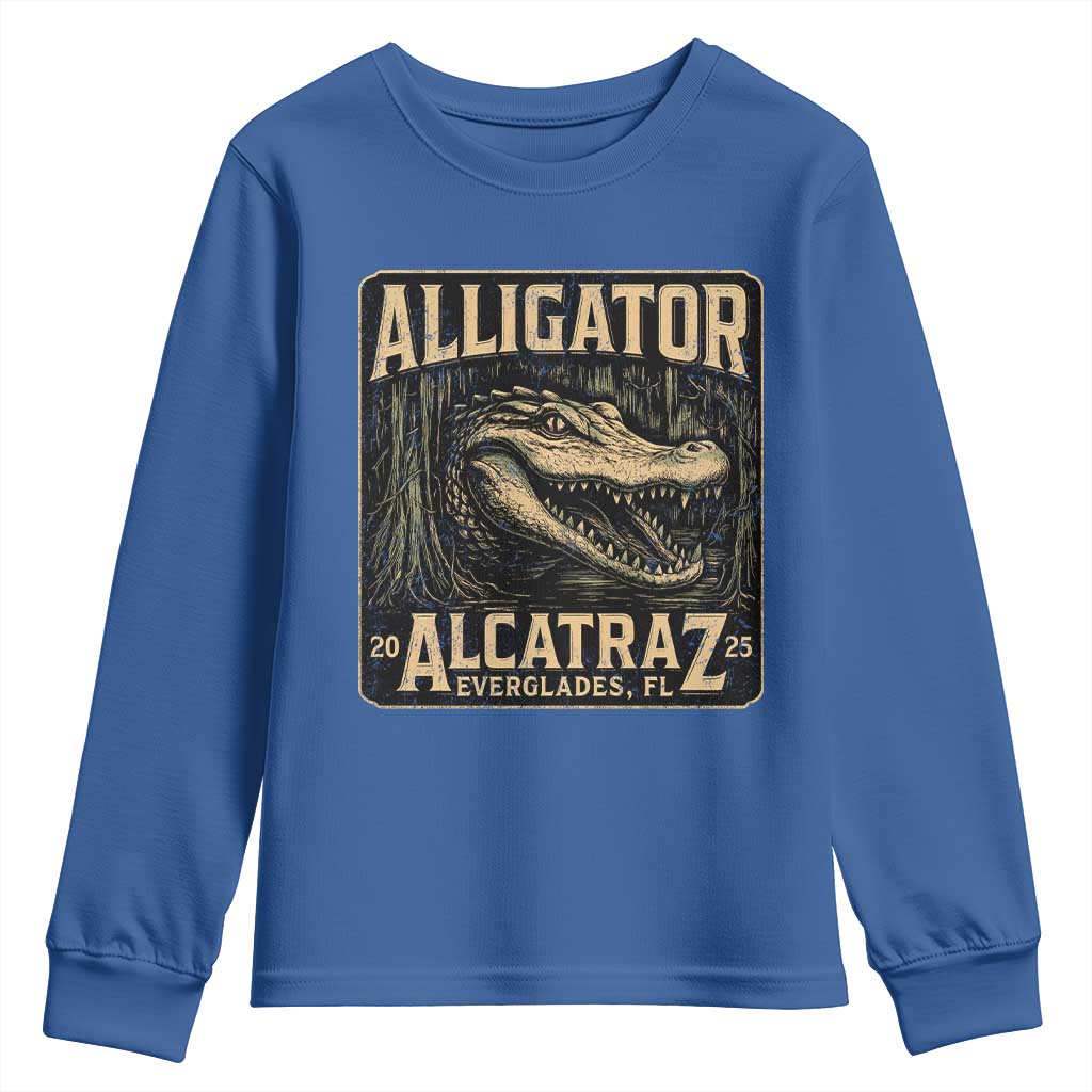 Funny Alligator Alcatraz Youth Sweatshirt Florida Everglades Alligatraz Meme 2025 - Wonder Print Shop