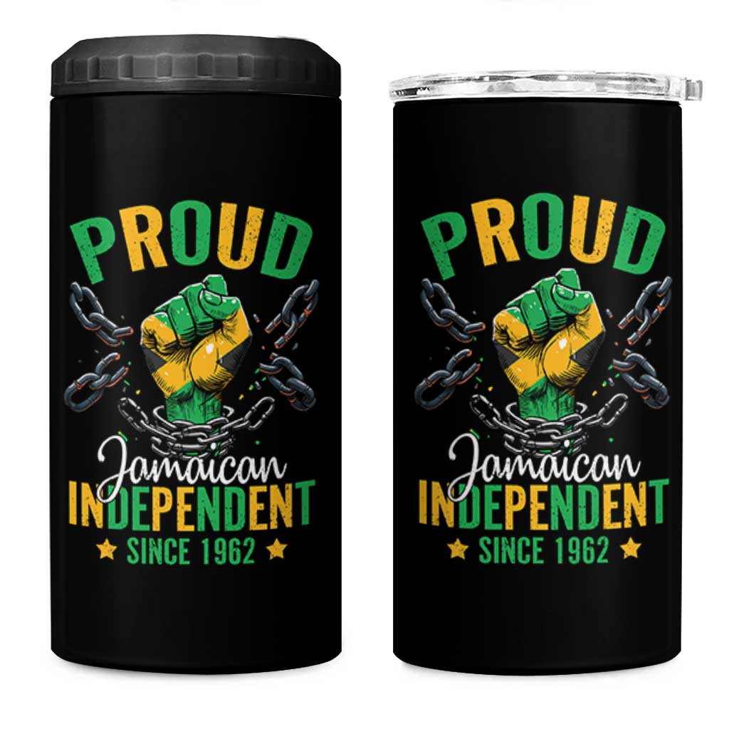 Jamaica Independence Day 4 in 1 Can Cooler Tumbler Proud Jamaican Hand Fist Break The Chain - Wonder Print Shop