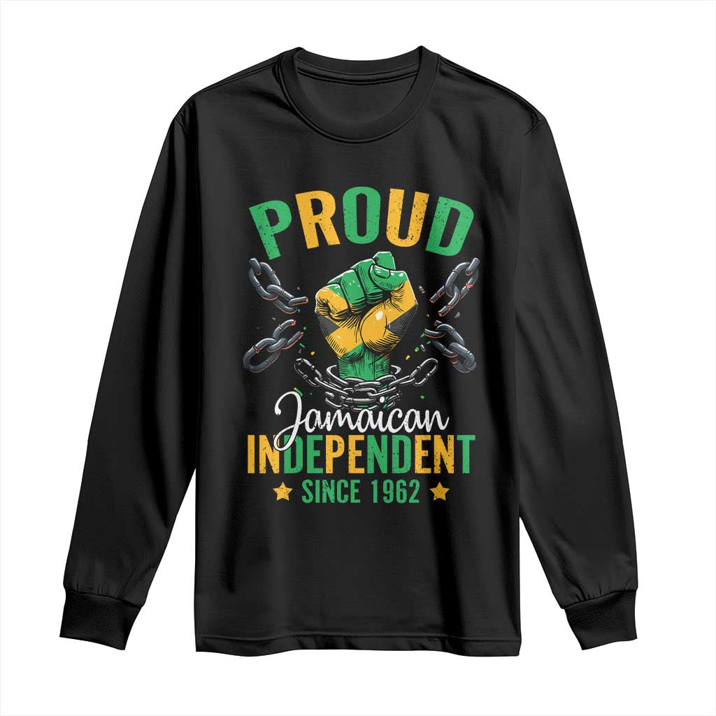 Jamaica Independence Day Long Sleeve Shirt Proud Jamaican Hand Fist Break The Chain - Wonder Print Shop