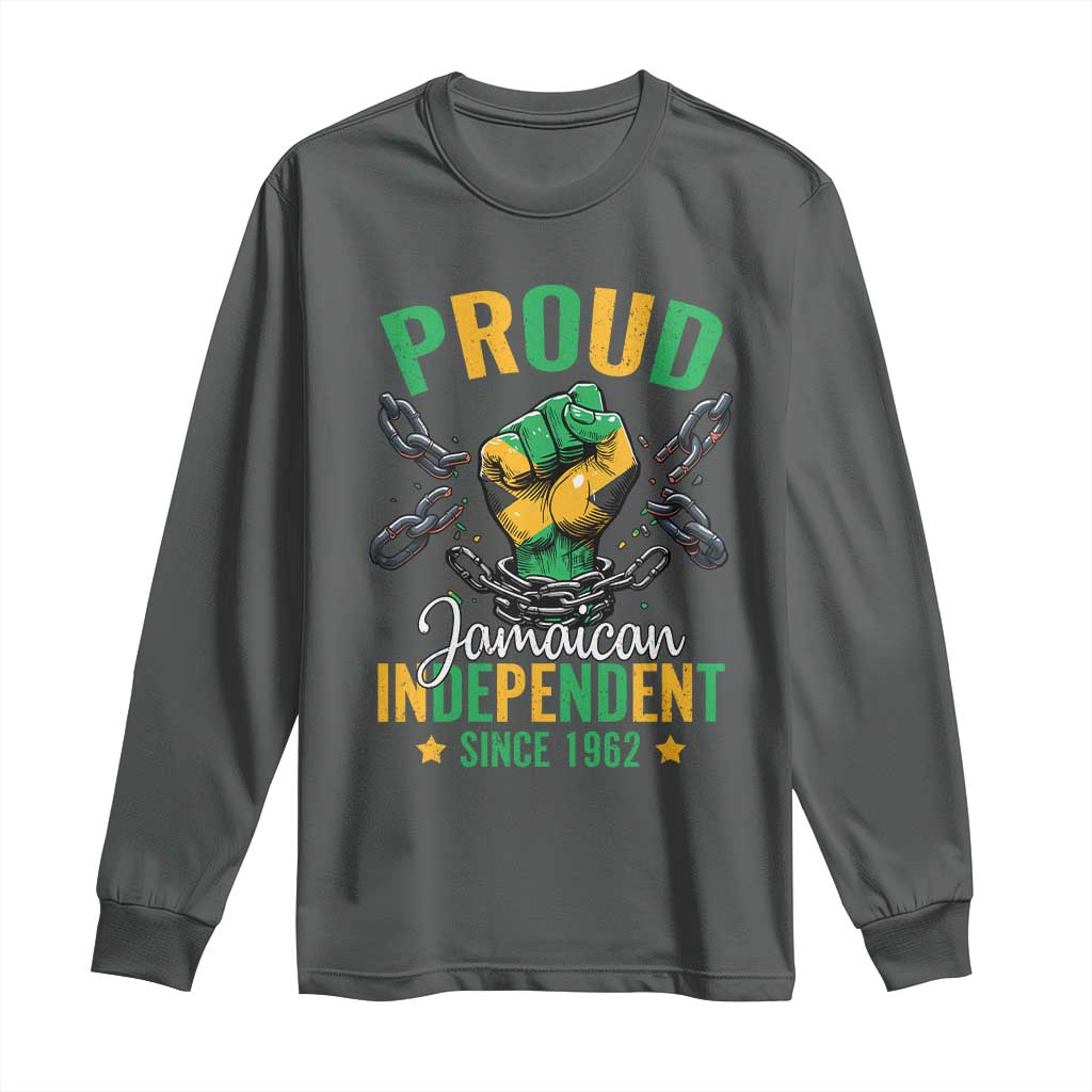Jamaica Independence Day Long Sleeve Shirt Proud Jamaican Hand Fist Break The Chain - Wonder Print Shop