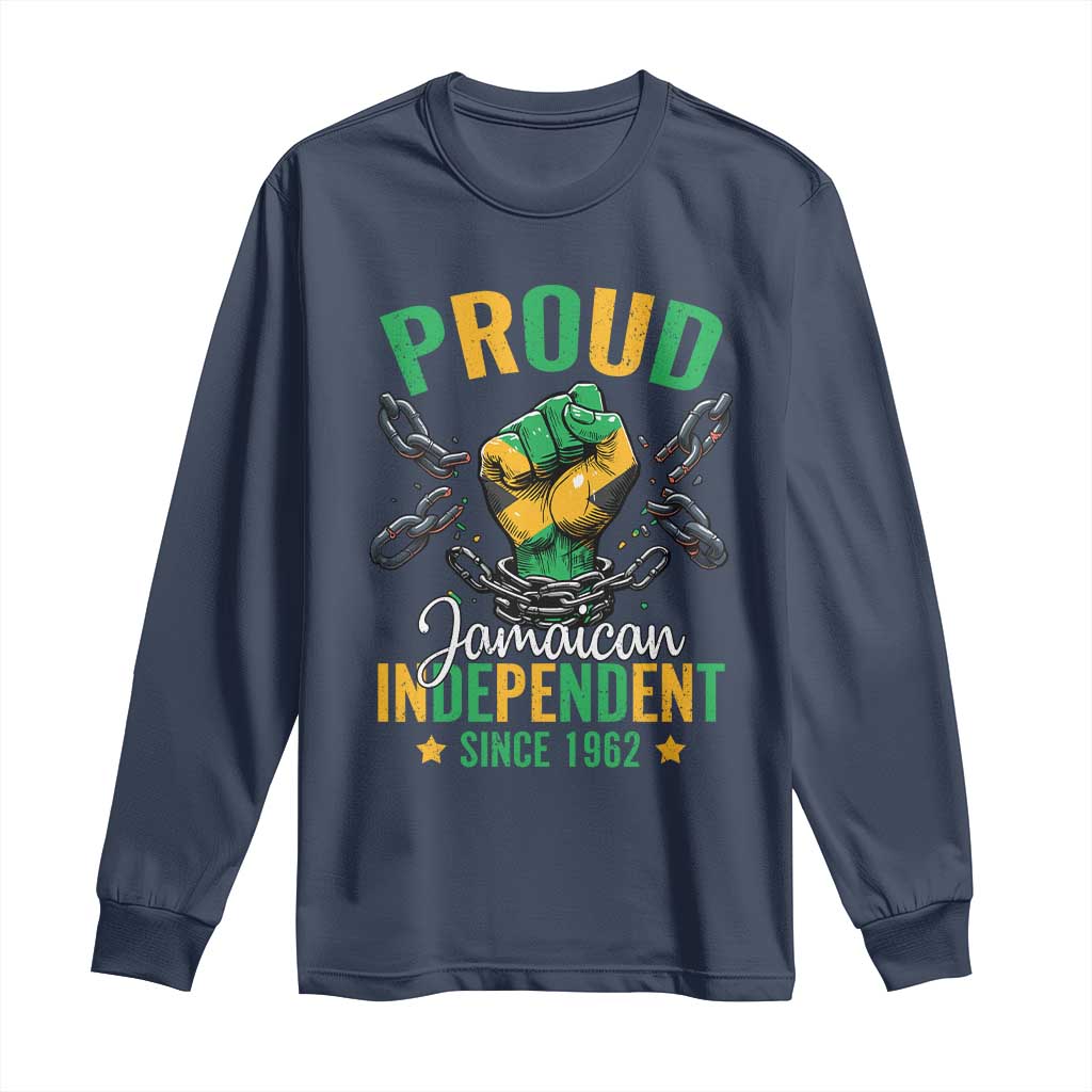 Jamaica Independence Day Long Sleeve Shirt Proud Jamaican Hand Fist Break The Chain - Wonder Print Shop