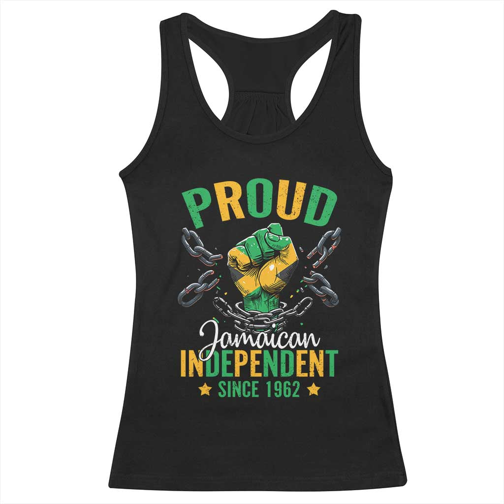 Jamaica Independence Day Racerback Tank Top Proud Jamaican Hand Fist Break The Chain - Wonder Print Shop