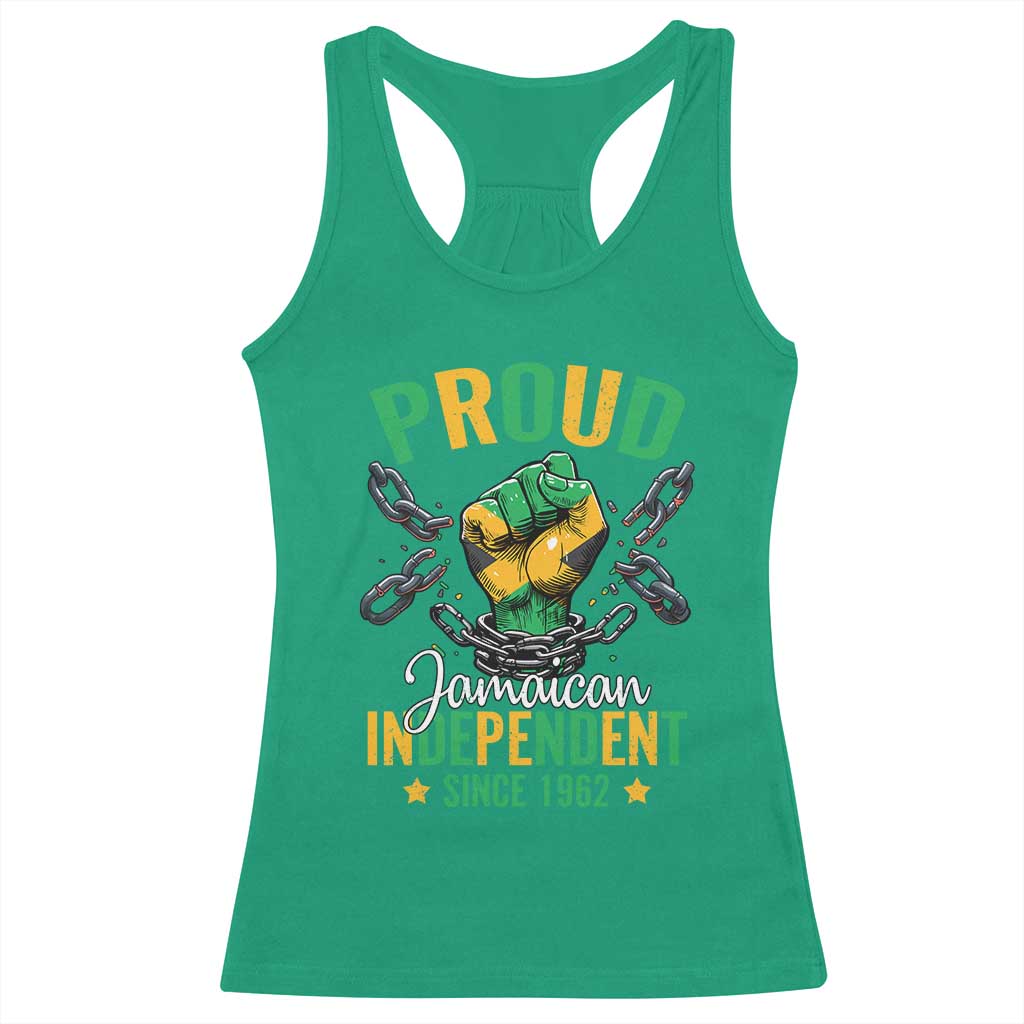 Jamaica Independence Day Racerback Tank Top Proud Jamaican Hand Fist Break The Chain - Wonder Print Shop