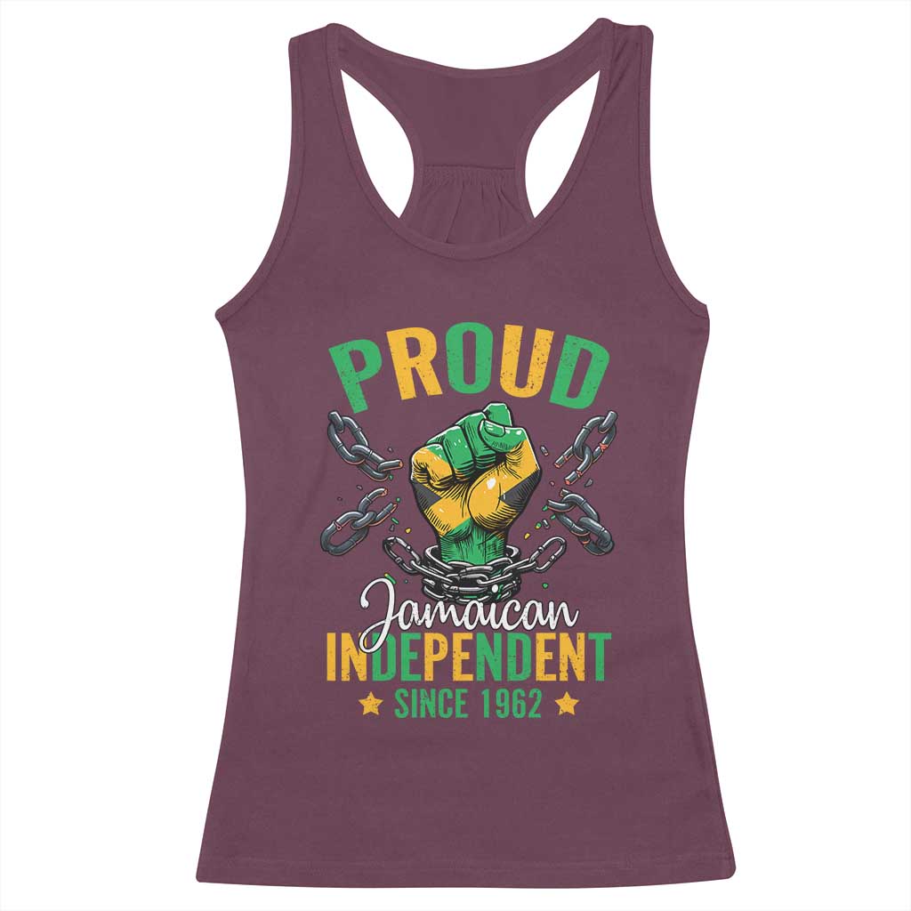 Jamaica Independence Day Racerback Tank Top Proud Jamaican Hand Fist Break The Chain - Wonder Print Shop