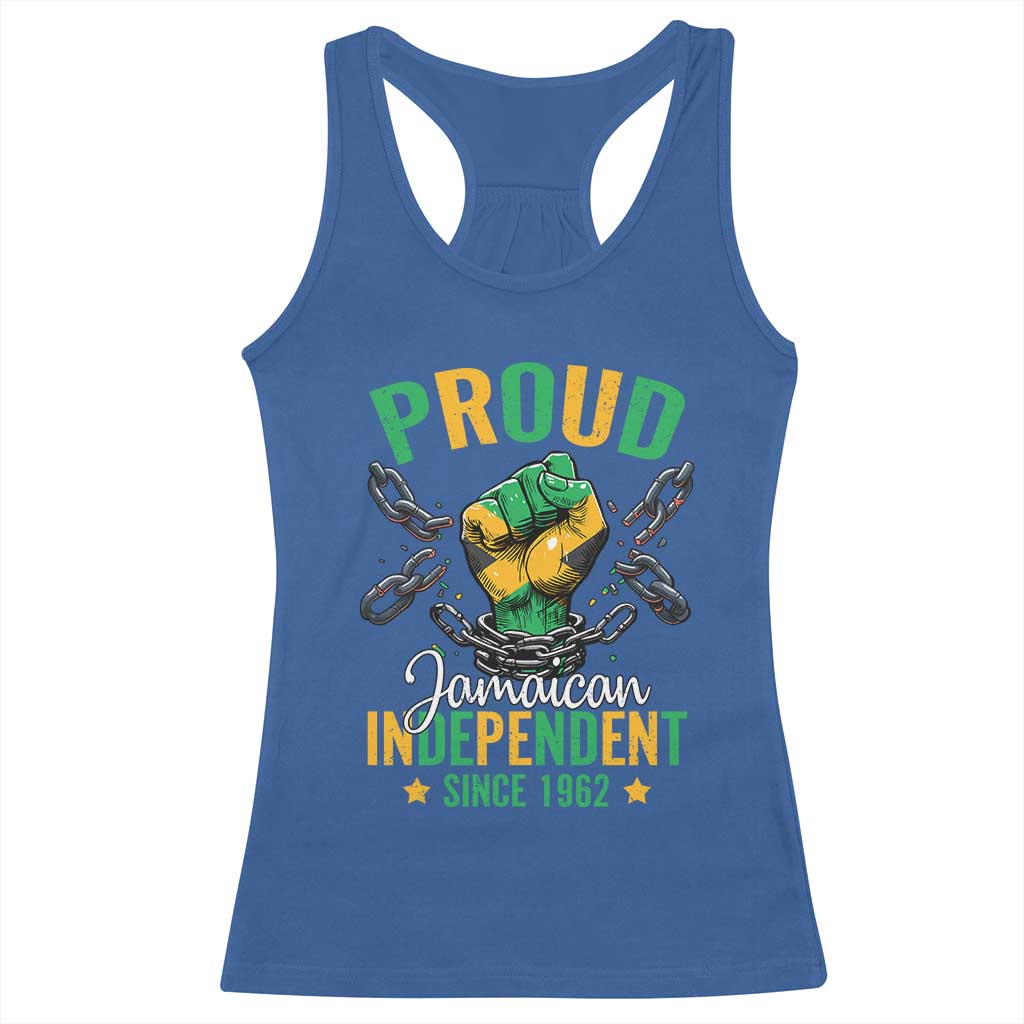 Jamaica Independence Day Racerback Tank Top Proud Jamaican Hand Fist Break The Chain - Wonder Print Shop
