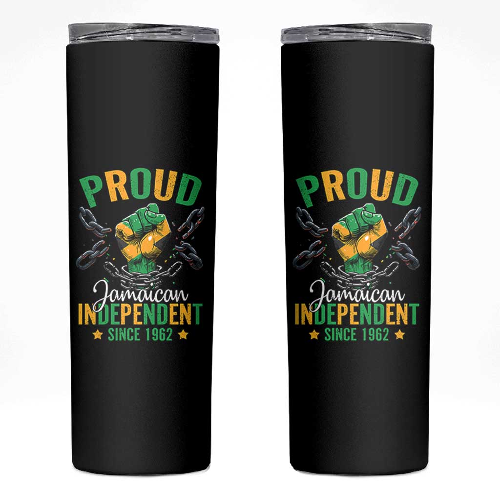 Jamaica Independence Day Skinny Tumbler Proud Jamaican Hand Fist Break The Chain - Wonder Print Shop