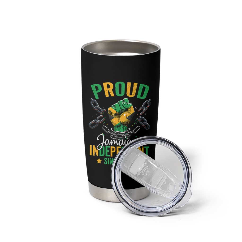 Jamaica Independence Day Tumbler Cup Proud Jamaican Hand Fist Break The Chain - Wonder Print Shop