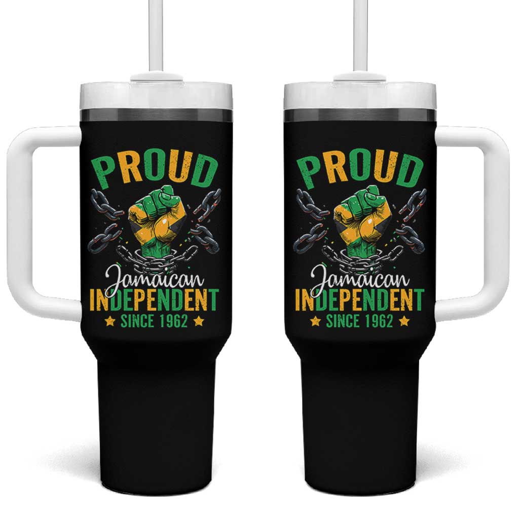 Jamaica Independence Day Tumbler With Handle Proud Jamaican Hand Fist Break The Chain - Wonder Print Shop