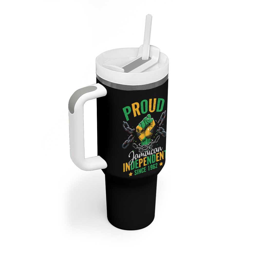 Jamaica Independence Day Tumbler With Handle Proud Jamaican Hand Fist Break The Chain - Wonder Print Shop
