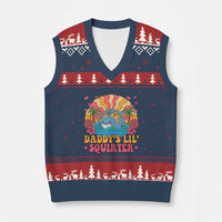 Funny Daddys Lil Squirter V-Neck Knit Sweater Vest Inappropriate Adult Humor Squirting Whale - Wonder Print Shop