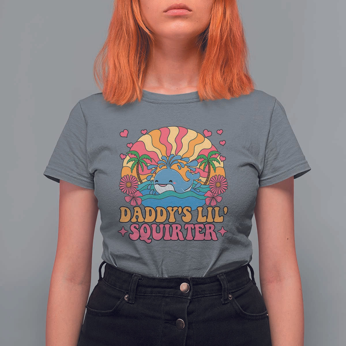 Funny Daddys Lil Squirter T Shirt For Women Inappropriate Adult Humor Squirting Whale - Wonder Print Shop
