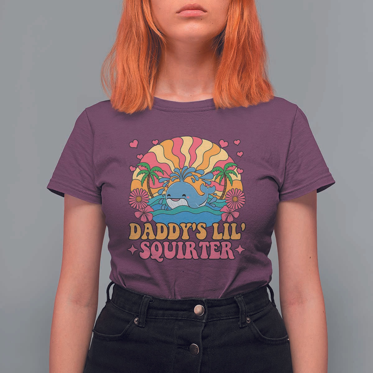Funny Daddys Lil Squirter T Shirt For Women Inappropriate Adult Humor Squirting Whale - Wonder Print Shop