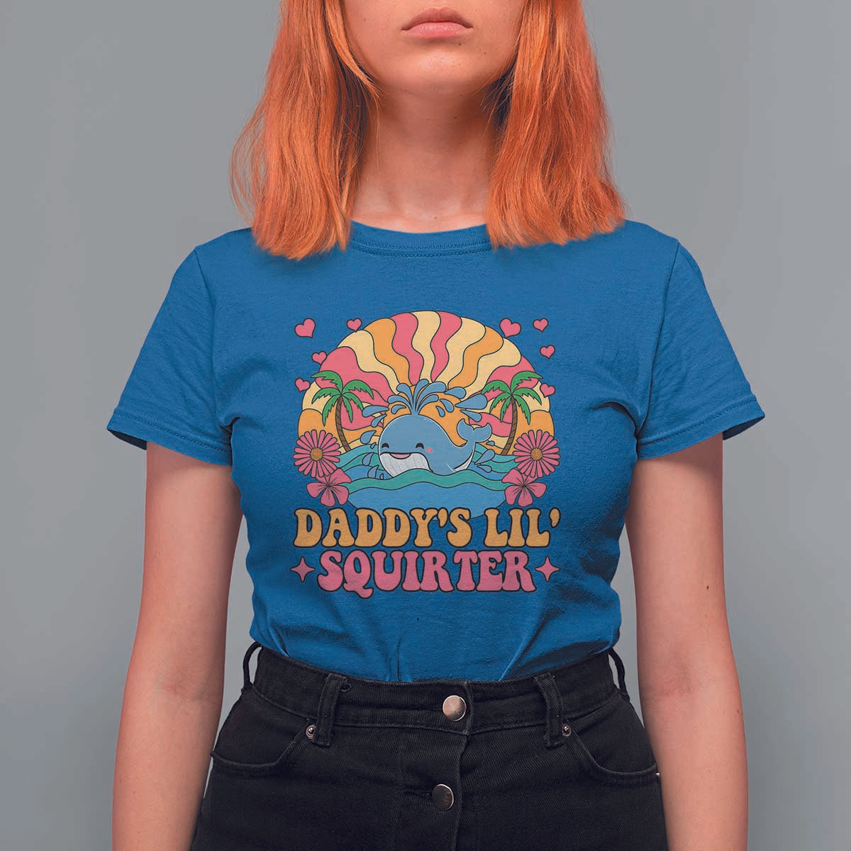 Funny Daddys Lil Squirter T Shirt For Women Inappropriate Adult Humor Squirting Whale - Wonder Print Shop