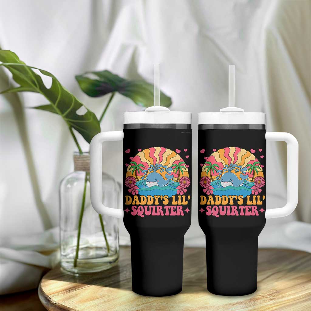 Funny Daddys Lil Squirter Tumbler With Handle Inappropriate Adult Humor Squirting Whale - Wonder Print Shop