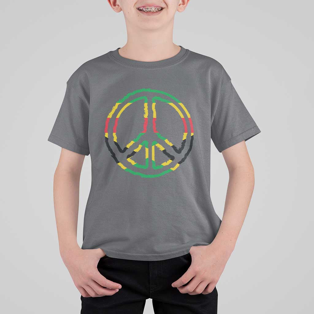 Rasta Jamaican Flag Peace Symbol Reggae T Shirt For Kid - Wonder Print Shop