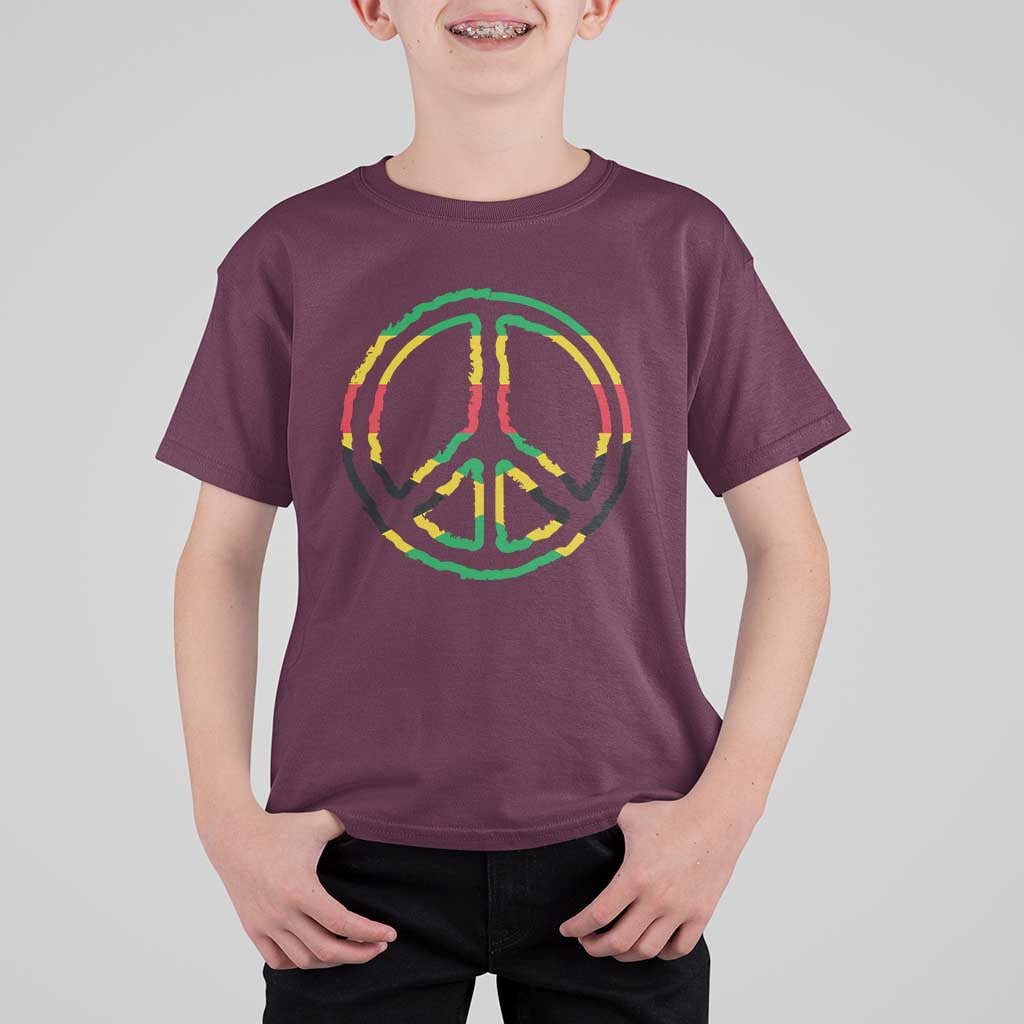 Rasta Jamaican Flag Peace Symbol Reggae T Shirt For Kid - Wonder Print Shop