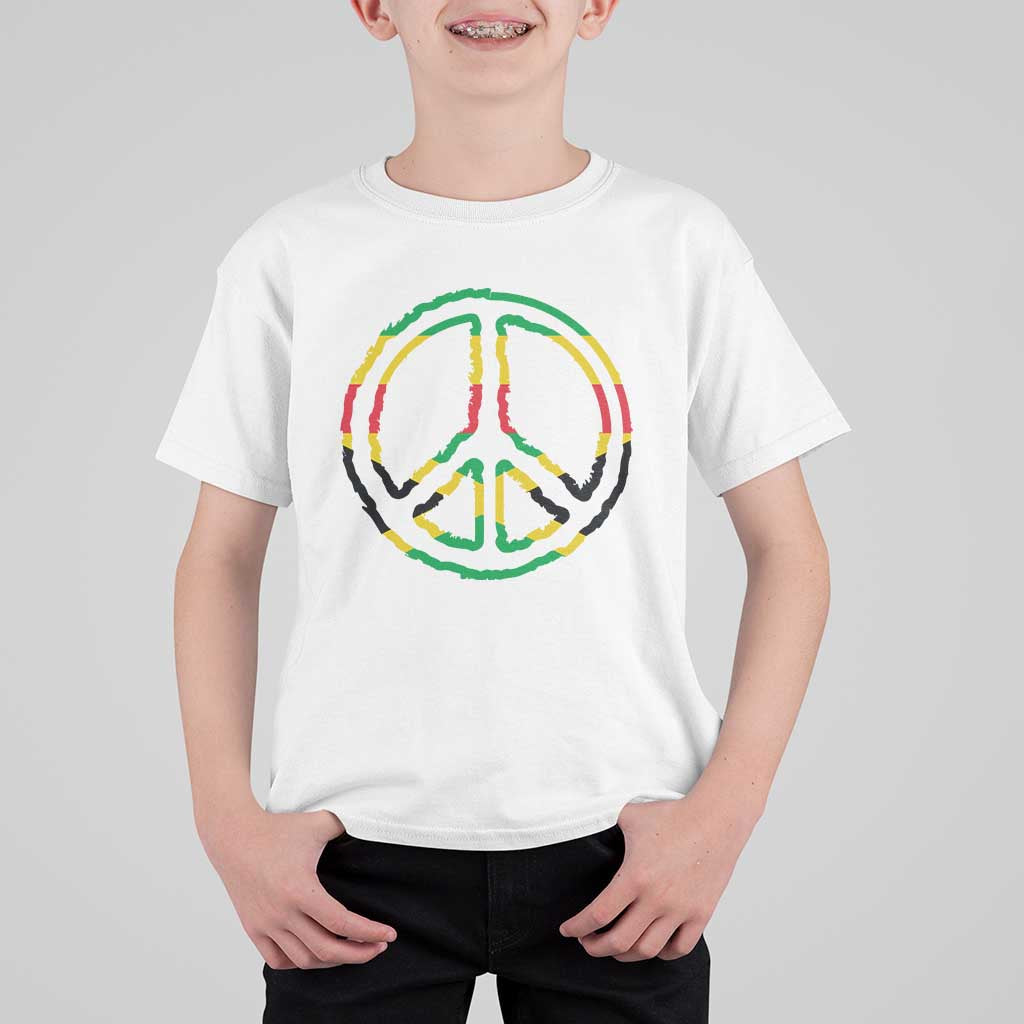 Rasta Jamaican Flag Peace Symbol Reggae T Shirt For Kid - Wonder Print Shop