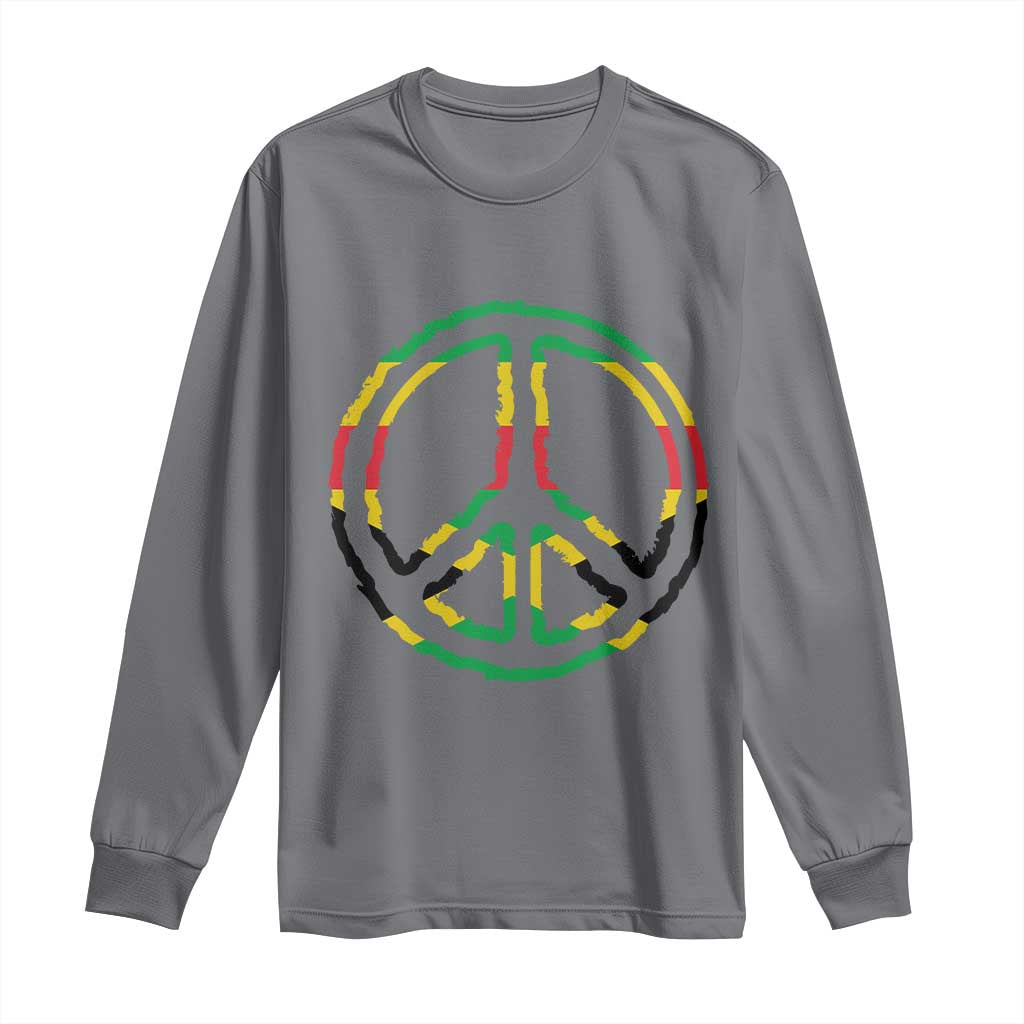 Rasta Jamaican Flag Peace Symbol Reggae Long Sleeve Shirt - Wonder Print Shop