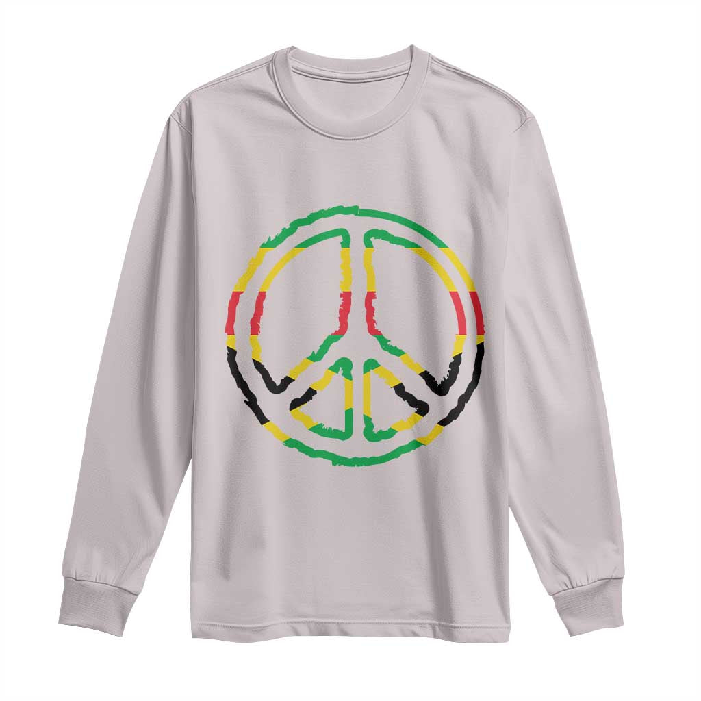 Rasta Jamaican Flag Peace Symbol Reggae Long Sleeve Shirt - Wonder Print Shop