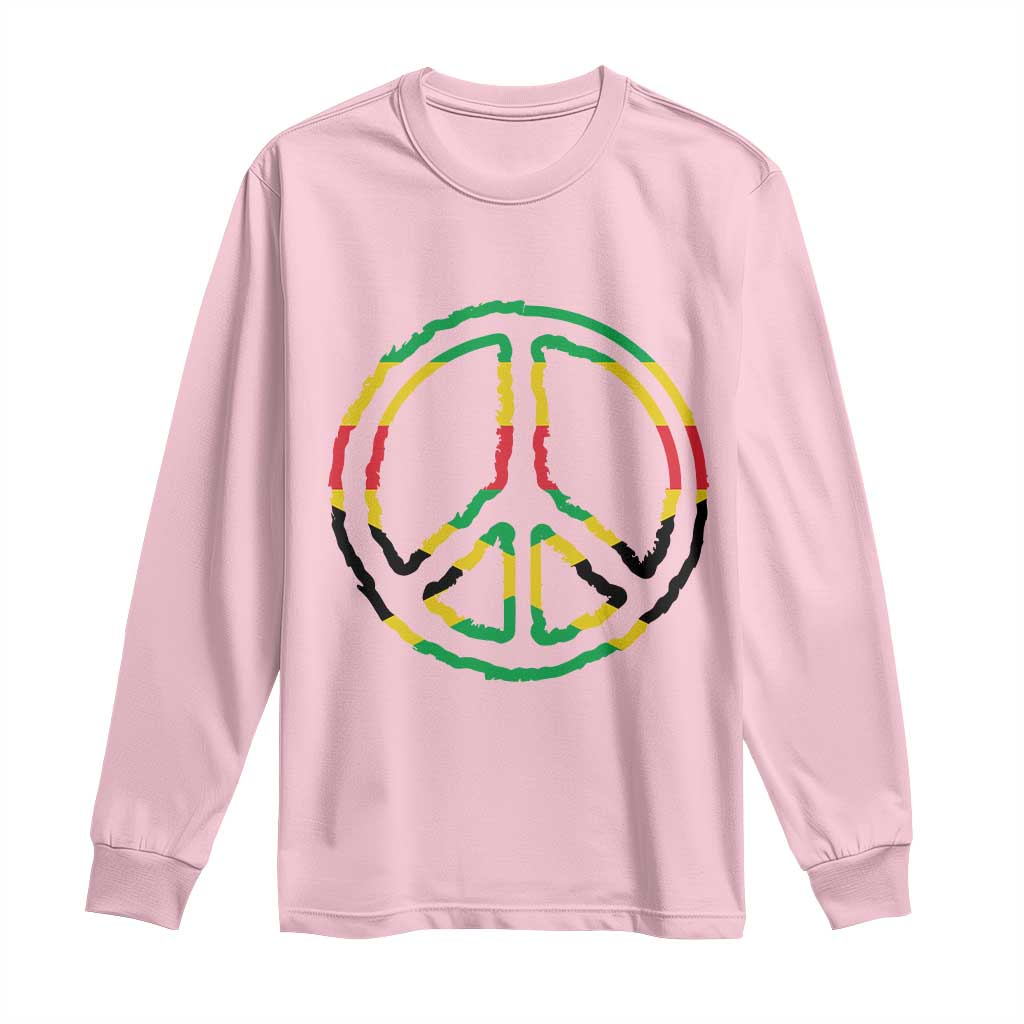 Rasta Jamaican Flag Peace Symbol Reggae Long Sleeve Shirt - Wonder Print Shop